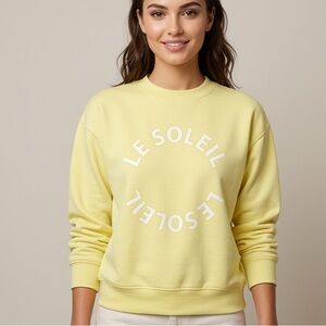 H&M "Le Soleil" Graphic Oversized Sweatshirt - Pale Yellow Size XSmall